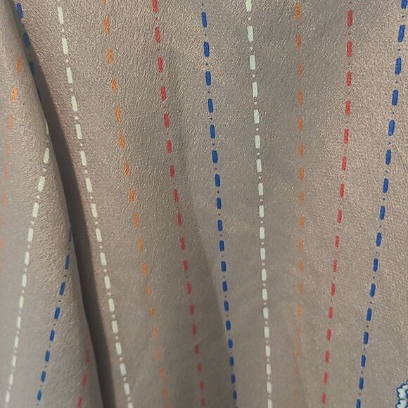 Ladies Serge Nancel Paris Blouse Tan With Stripe And Floral Design - Picture 7 of 9